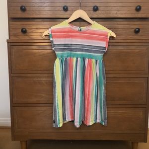 Rainbow striped empire waist dress